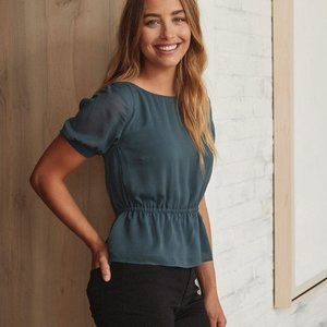 Elastic Waist Blouse with Criss-Cross Back - New with Tag